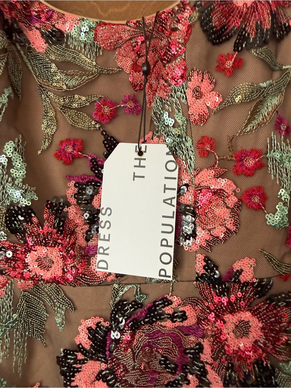 Dress the Population Uma Sequined Floral Cocktail Dress NWT Sz M Ret $348 - Picture 10 of 13